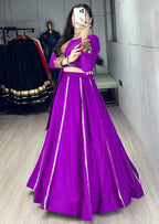 Navratri Cotton Lehenga Set with Real Mirror Gamthi Work fabric texture detail