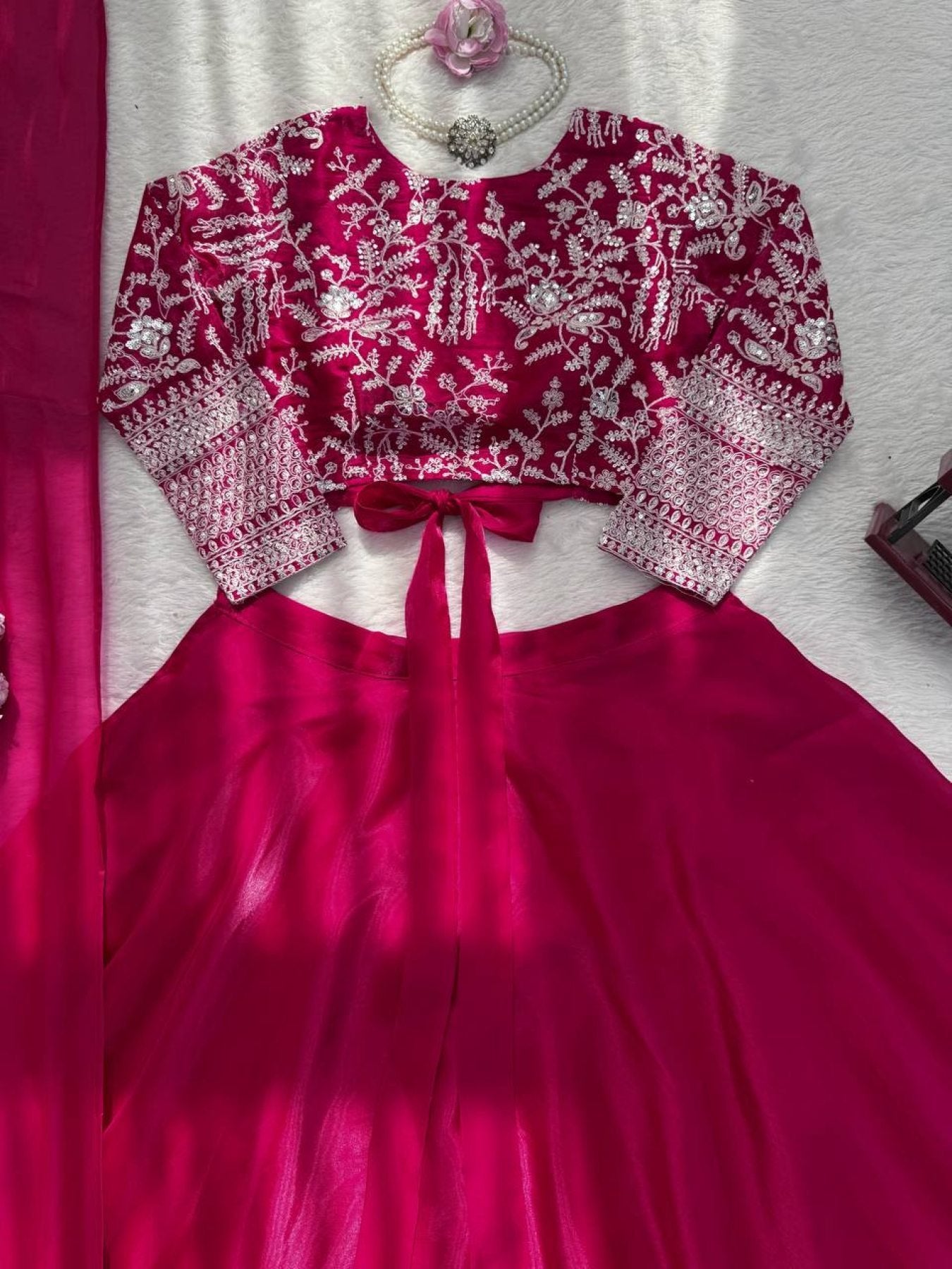 JMV Silk Lehenga with Coding Dori Sequins Work For Special Occasions fabric texture detail
