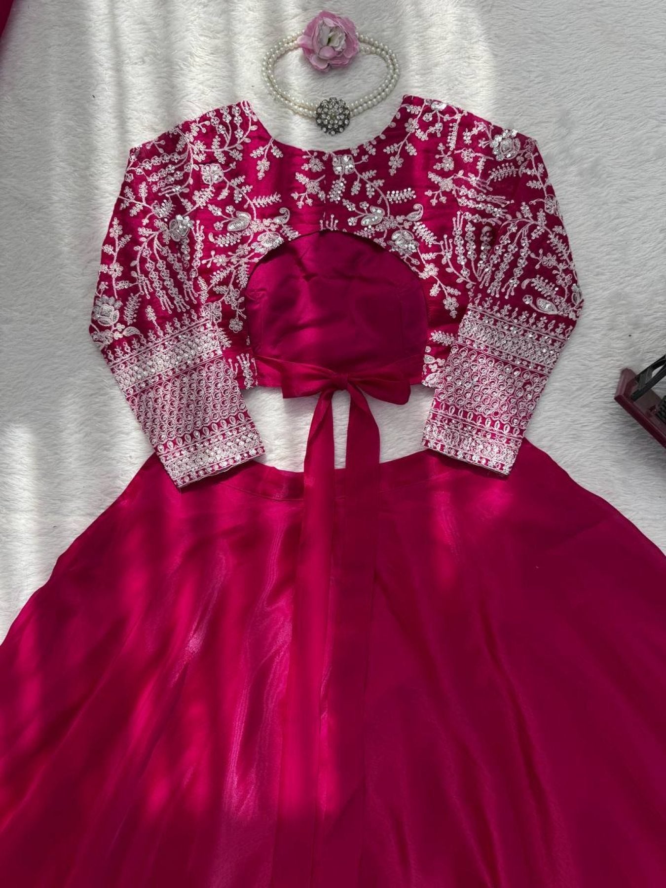 JMV Silk Lehenga with Coding Dori Sequins Work For Special Occasions back view