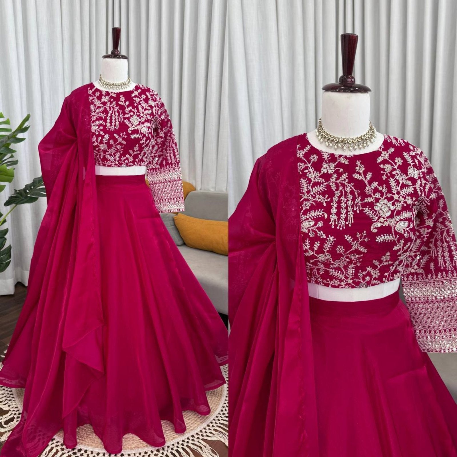 JMV Silk Lehenga with Coding Dori Sequins Work For Special Occasions back view