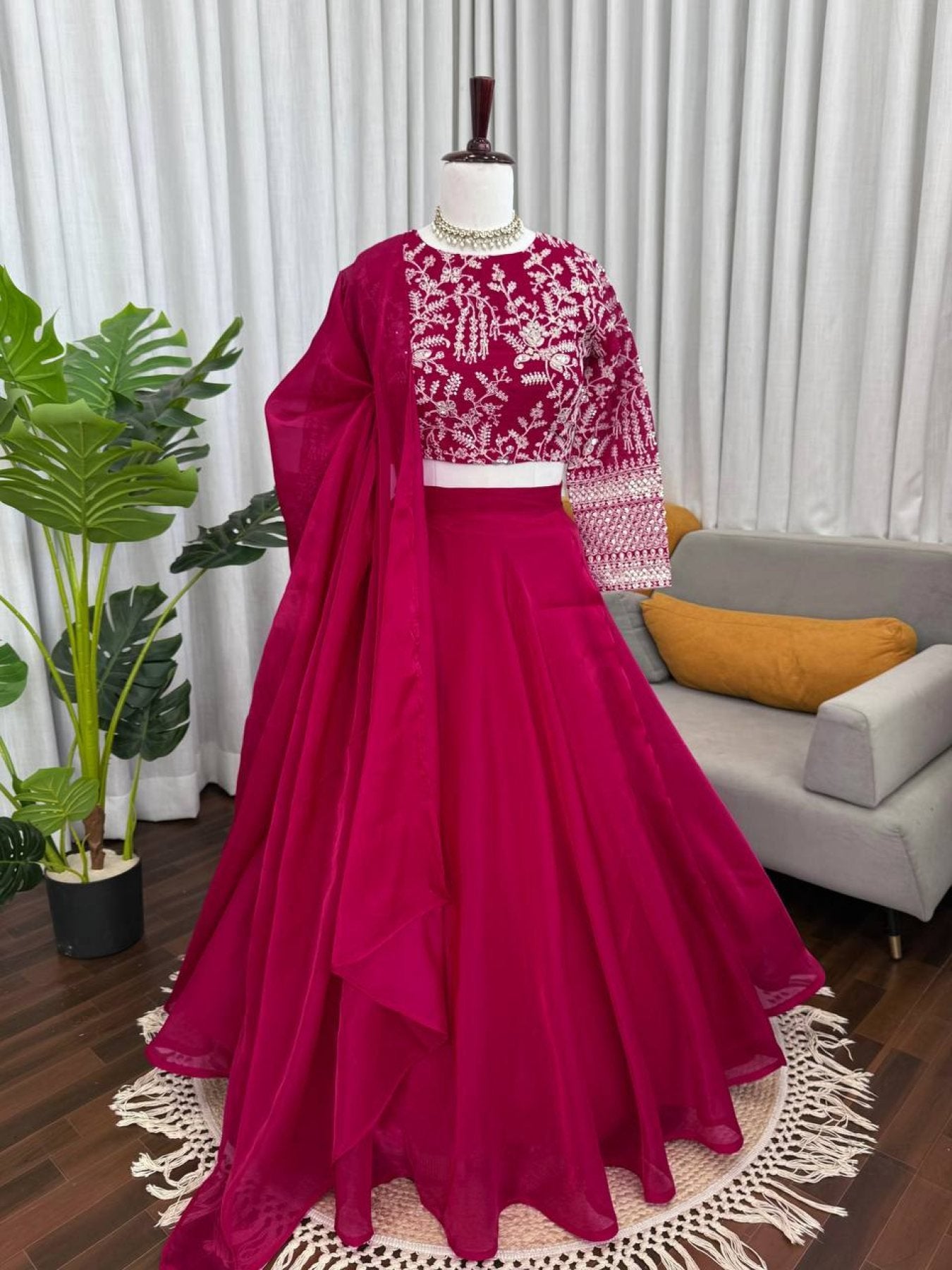 JMV Silk Lehenga with Coding Dori Sequins Work For Special Occasions styling view
