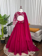 JMV Silk Lehenga with Coding Dori Sequins Work For Special Occasions front view