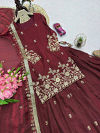Embroidered Fandy Silk Outfit for Festive Wear Lehenga blouse and dupatta detail