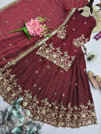 Embroidered Fandy Silk Outfit for Festive Wear Lehenga colour variant view