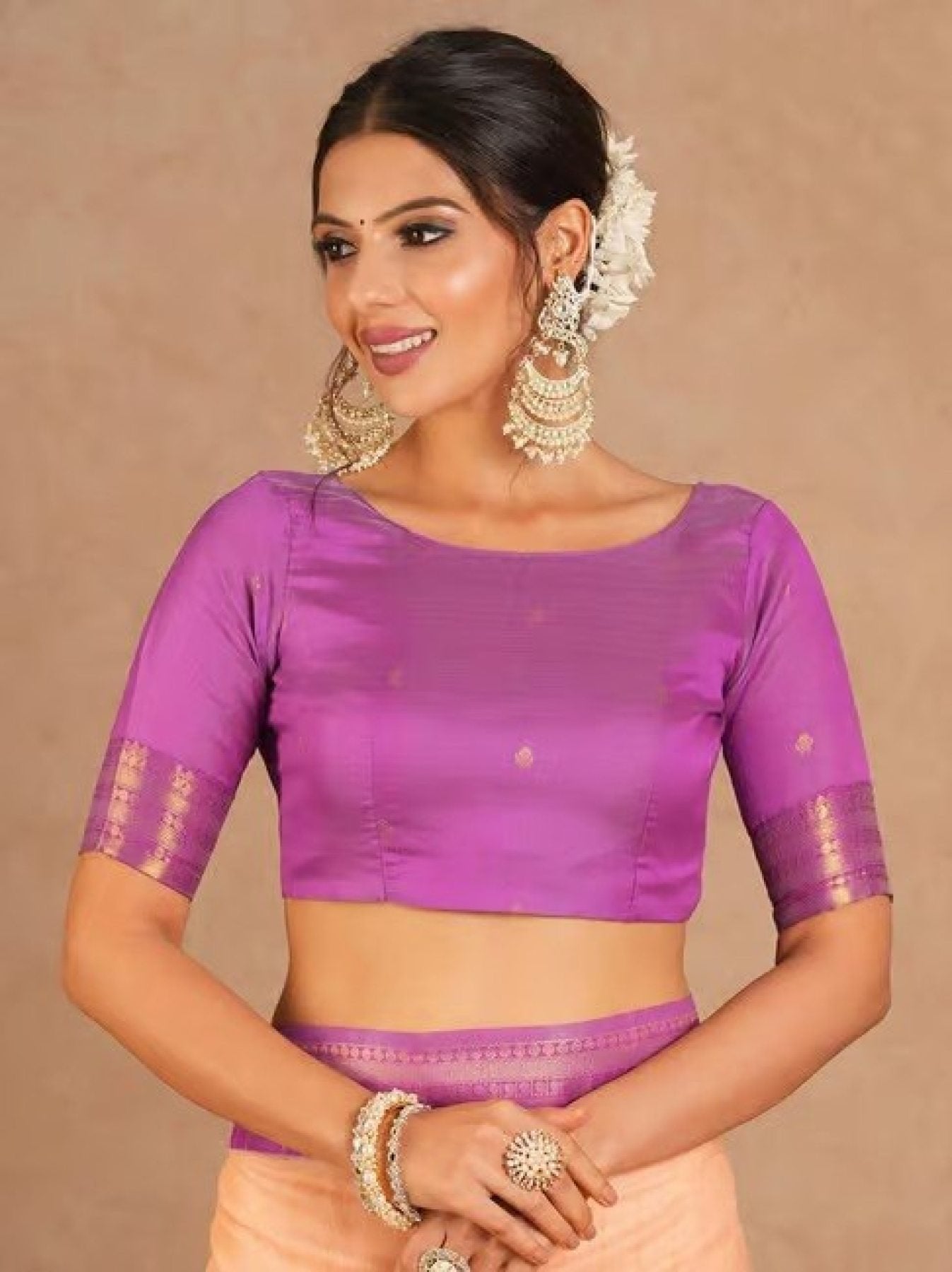 Peach Banarasi Saree - pallu design detail