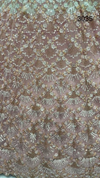 Pink Net Lehenga Choli with Sequins and Zari Embroidery For Bridal detailed view