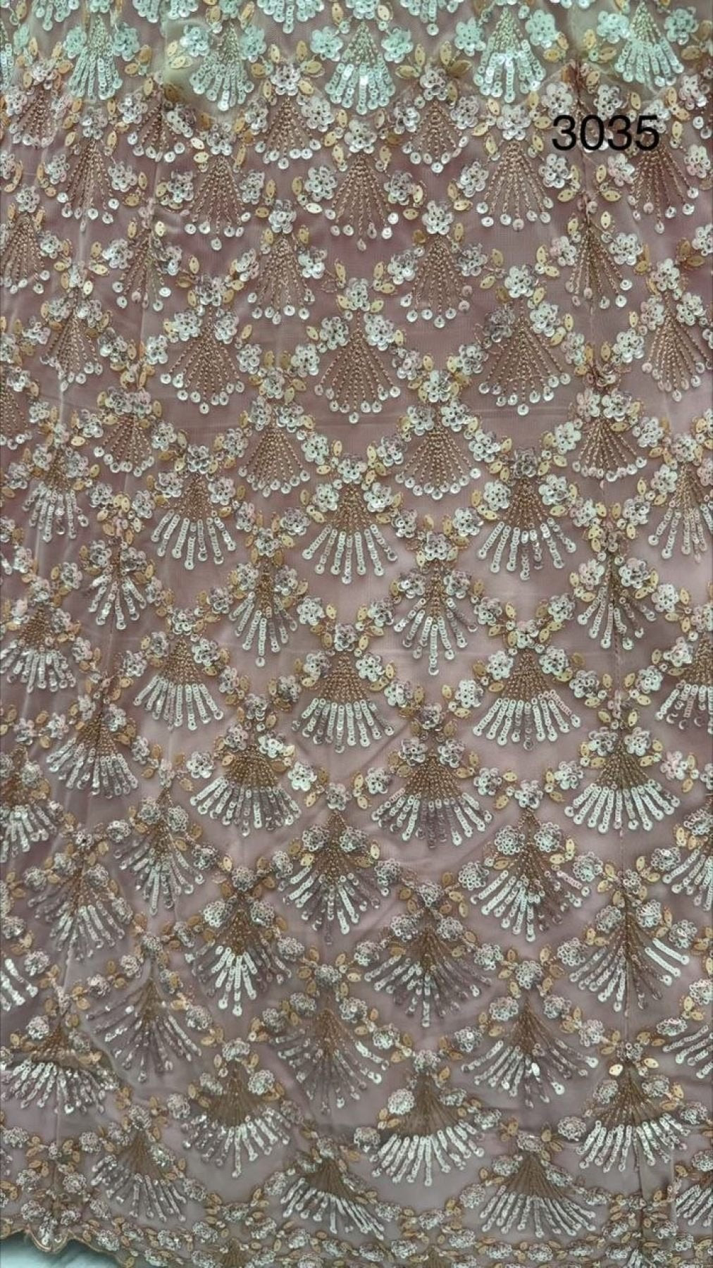 Pink Net Lehenga Choli with Sequins and Zari Embroidery For Bridal detailed view