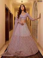 Pink Net Lehenga Choli with Sequins and Zari Embroidery For Bridal styling view