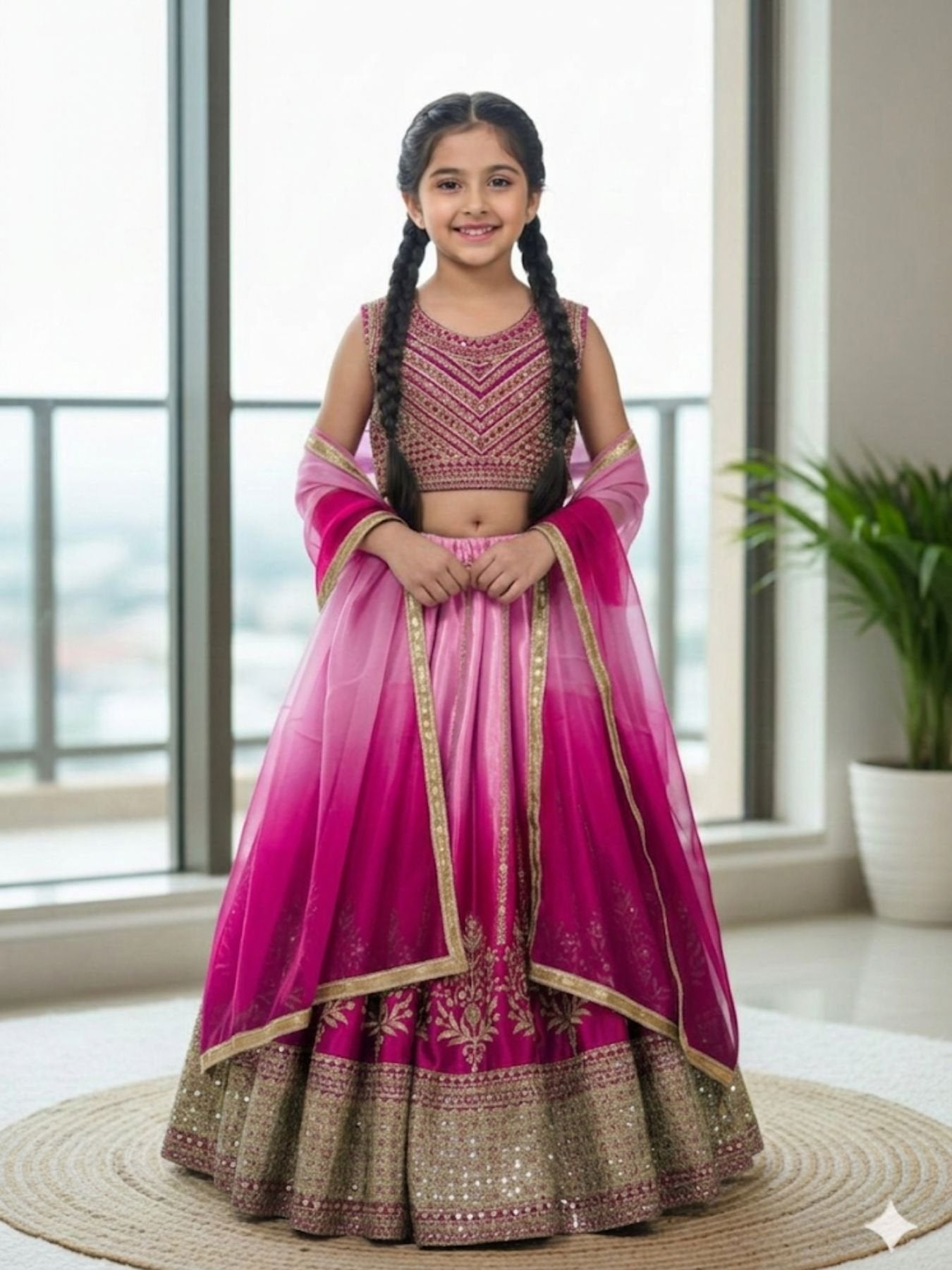 Chinon Silk Lehenga Choli with Sequins Work for Party Wear full drape view
