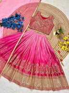 Chinon Silk Lehenga Choli with Sequins Work for Party Wear front view