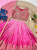 Chinon Silk Lehenga Choli with Sequins Work for Party Wear blouse and dupatta detail