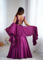 Purple Wedding Wear Lehenga Skirt with Sequins Embroidery styling view