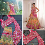 Coding Work Lehenga Choli with Shrug embroidery close-up