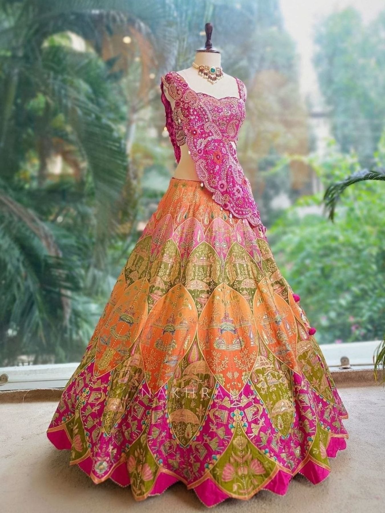 Coding Work Lehenga Choli with Shrug back view