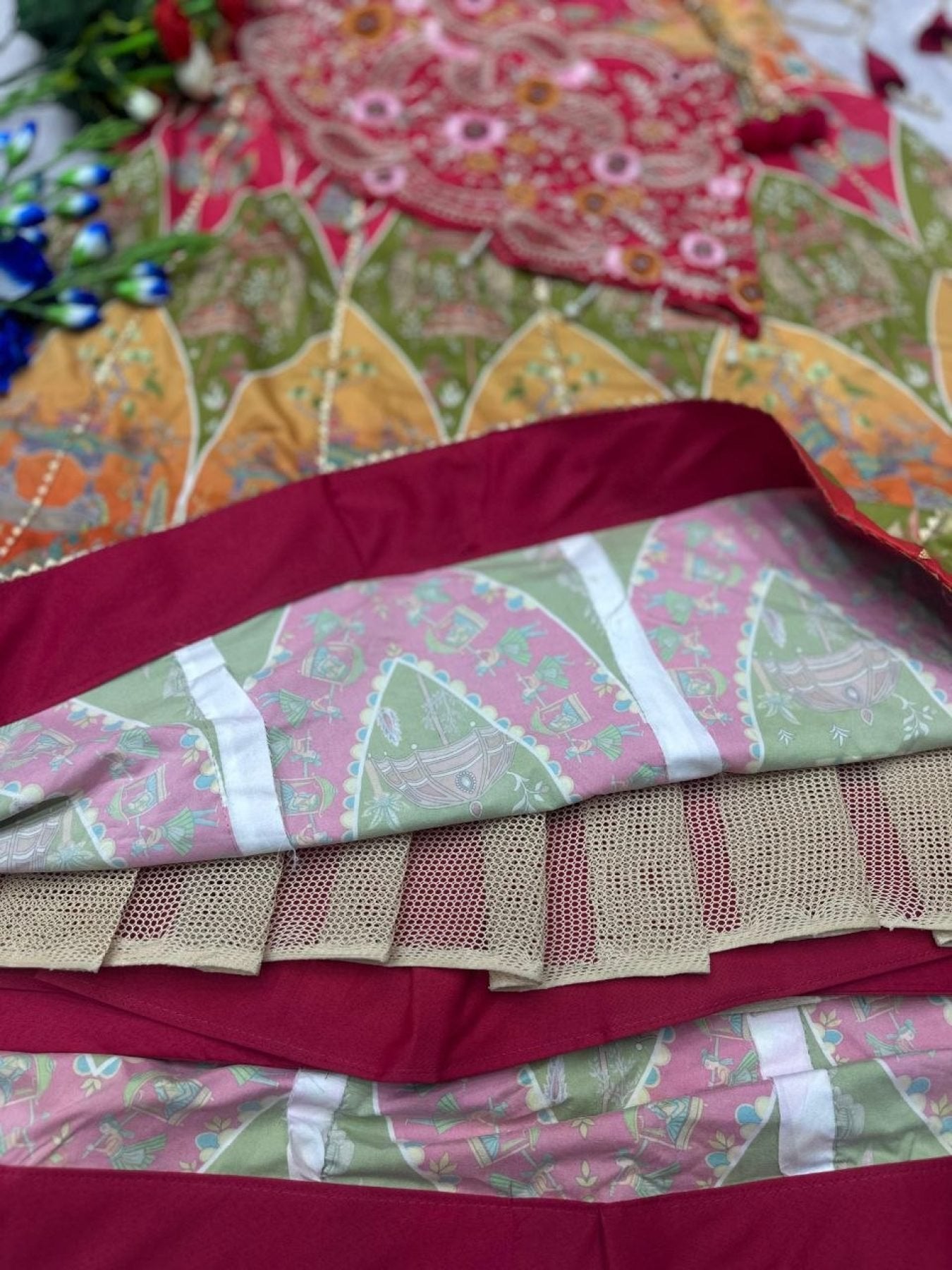 Coding Work Lehenga Choli with Shrug colour variant view