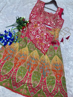 Coding Work Lehenga Choli with Shrug front view