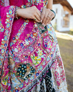 Heavy Muslin Cotton Lehenga Choli with Real Mirror Work and Dupatta back view