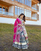 Heavy Muslin Cotton Lehenga Choli with Real Mirror Work and Dupatta styling view