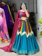 Traditional Chinon Lehenga Choli with Colorful Kali Work for Navratri for women | Snyvia