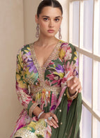 Noor Mahal Suit Set Digital Print With Embroidered Work