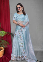 Net Saree - drape and pallu detail