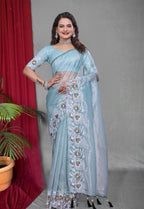 Net Saree - side drape view