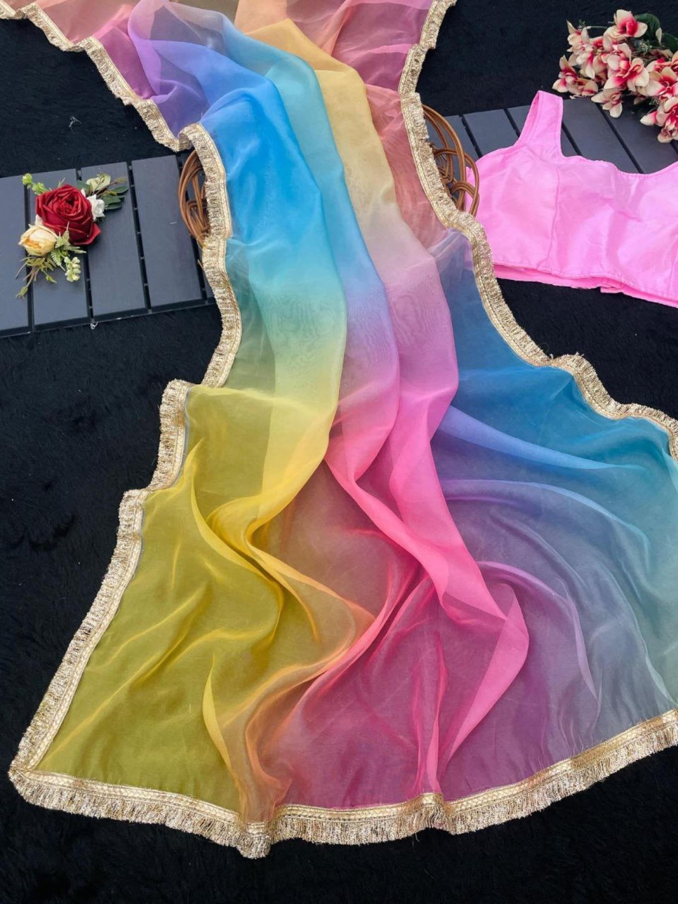 Organza Saree - fabric texture close-up