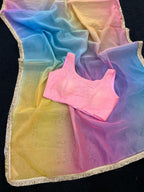 Organza Saree - Print pallu design detail