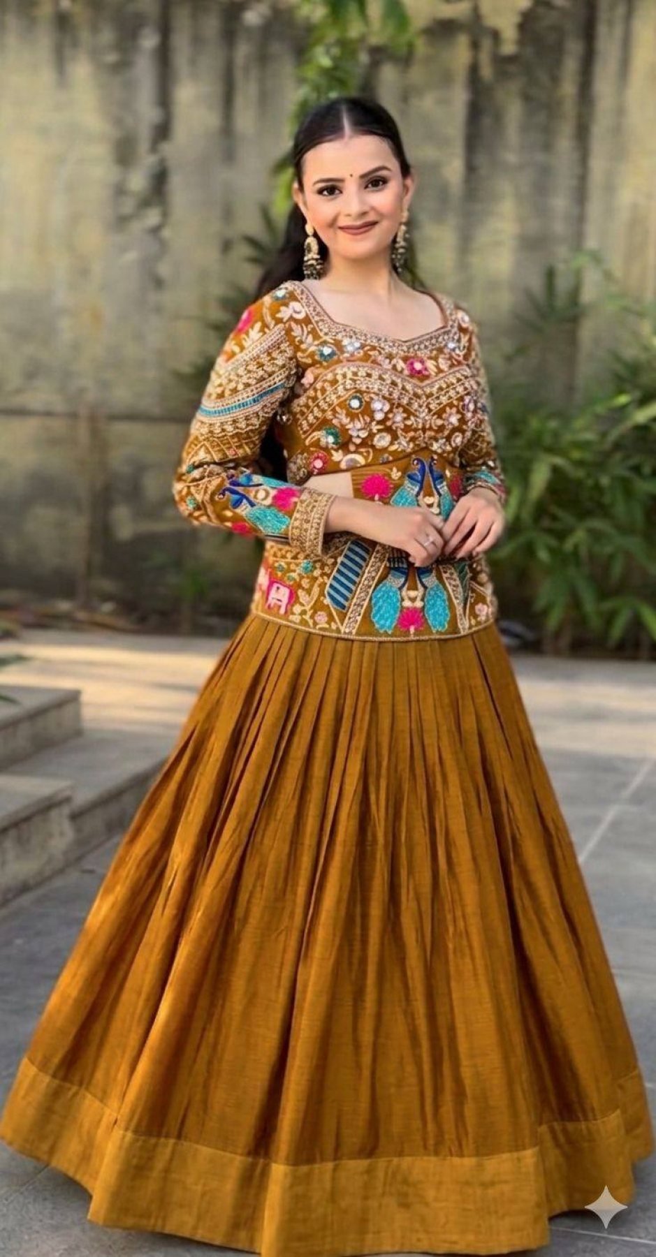 Bridal Chinon Silk Lehenga Choli with Embroidery Sequence Work for Weddings front view
