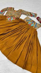 Bridal Chinon Silk Lehenga Choli with Embroidery Sequence Work for Weddings fabric texture detail