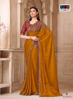 Mustard Tussar Saree - drape and pallu detail