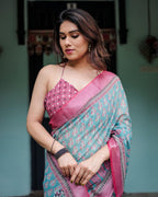 Cotton Saree - drape and pallu detail