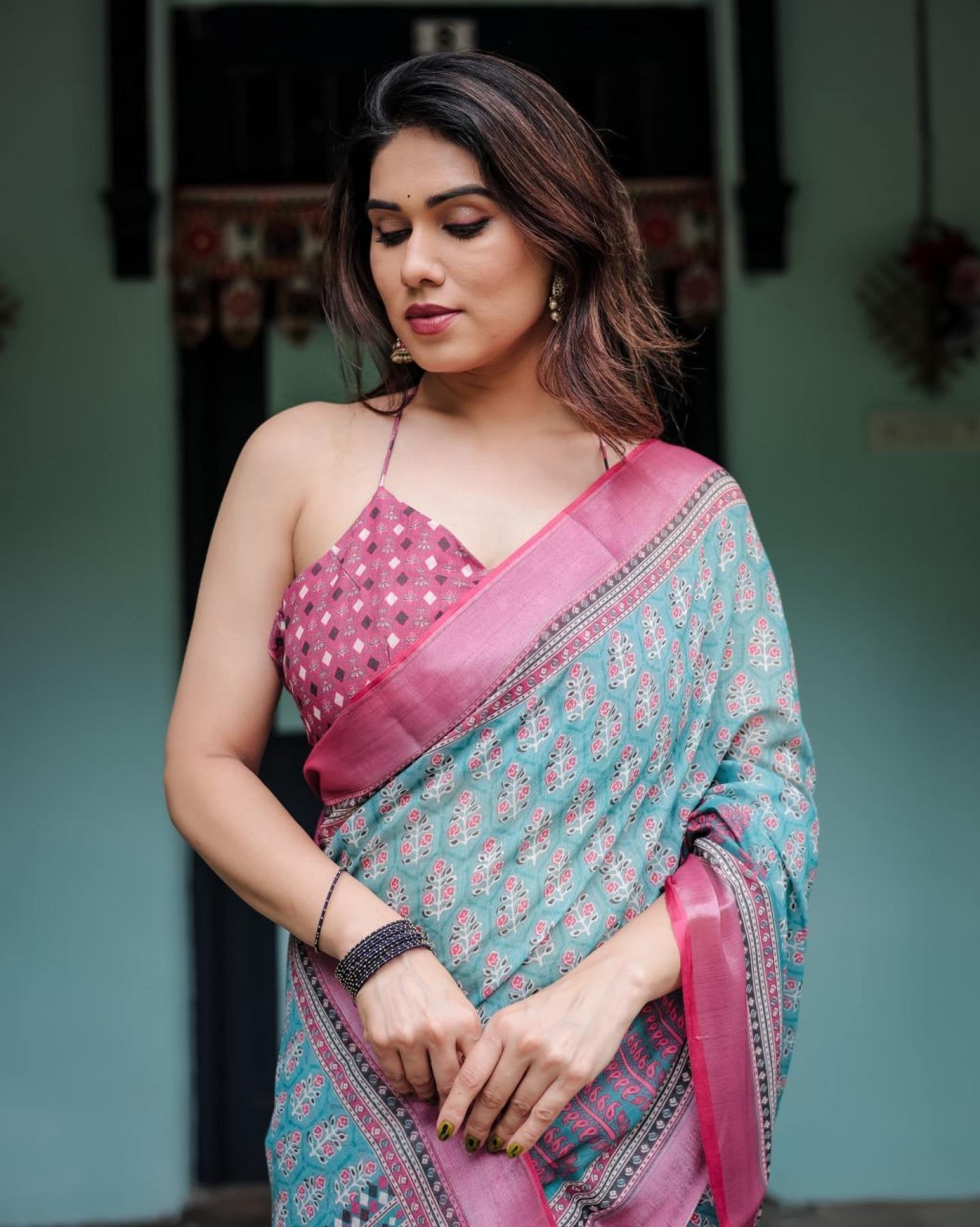 Cotton Saree - drape and pallu detail