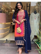 Heavy Pure Chinon Silk With Digital Print and Sequins Work kurta for women | Snyvia
