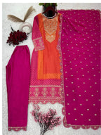 Heavy Pure Chinon Silk With Digital Print and Sequins Work kurta full set view