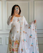 Party Wear Set Heavy Roman Silk Top Palazzo Dupatta with Embroidery full set view