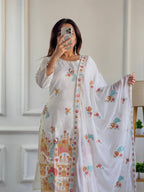 Party Wear Set Heavy Roman Silk Top Palazzo Dupatta with Embroidery detailed view