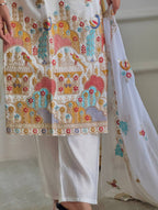 Party Wear Set Heavy Roman Silk Top Palazzo Dupatta with Embroidery detailed view