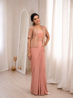 Peach Saree - side drape view