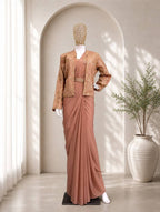 Peach Saree - fabric texture close-up