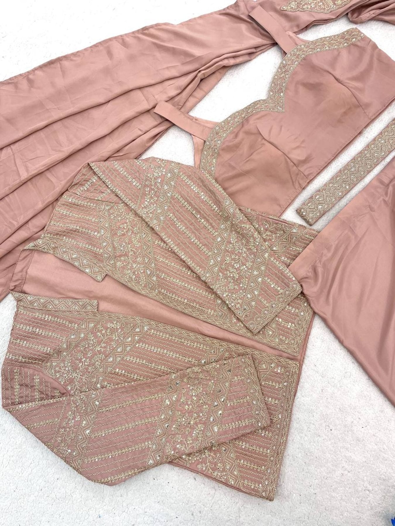 Peach Saree - Sequence back view