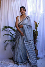 Linen Saree - drape and pallu detail