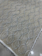 White Net Saree - Embroidery pallu design detail