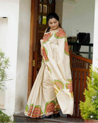 Golden Linen Saree - detail view 12