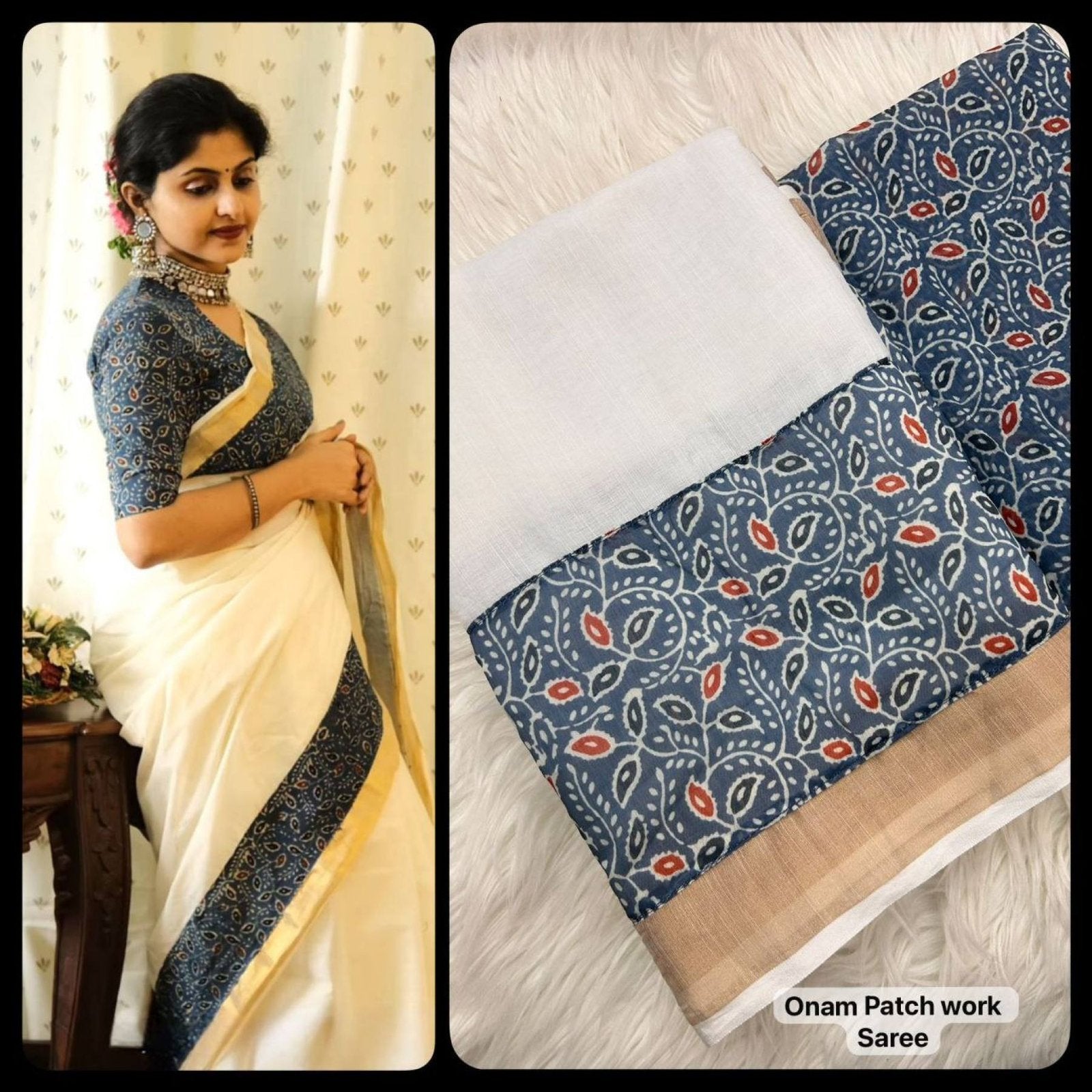 Golden Linen Saree - detail view 15