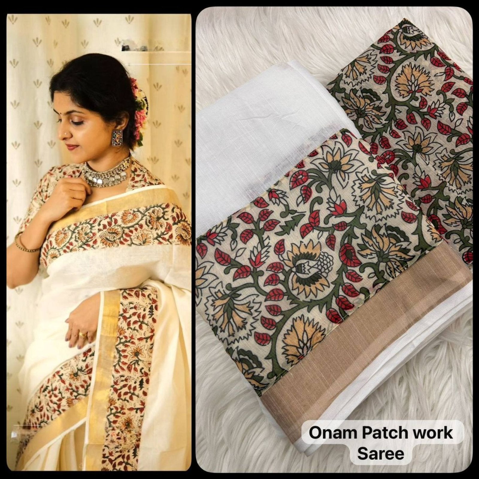 Golden Linen Saree - detail view 16