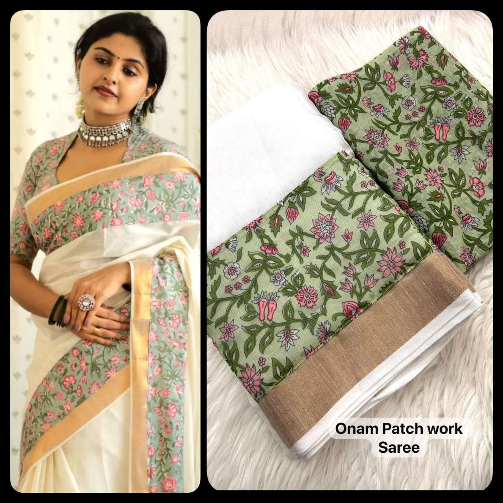 Golden Linen Saree - detail view 17
