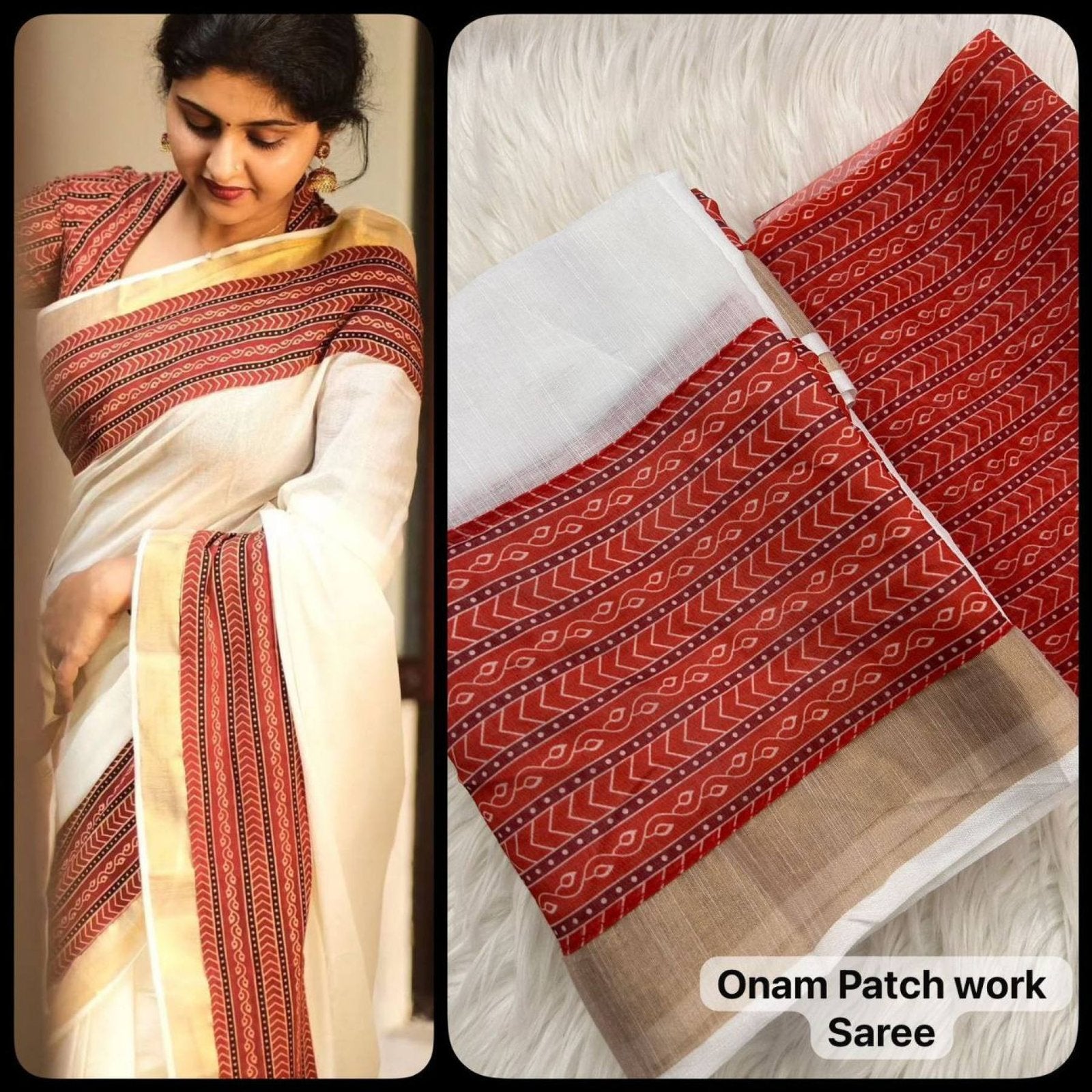 Golden Linen Saree - detail view 18