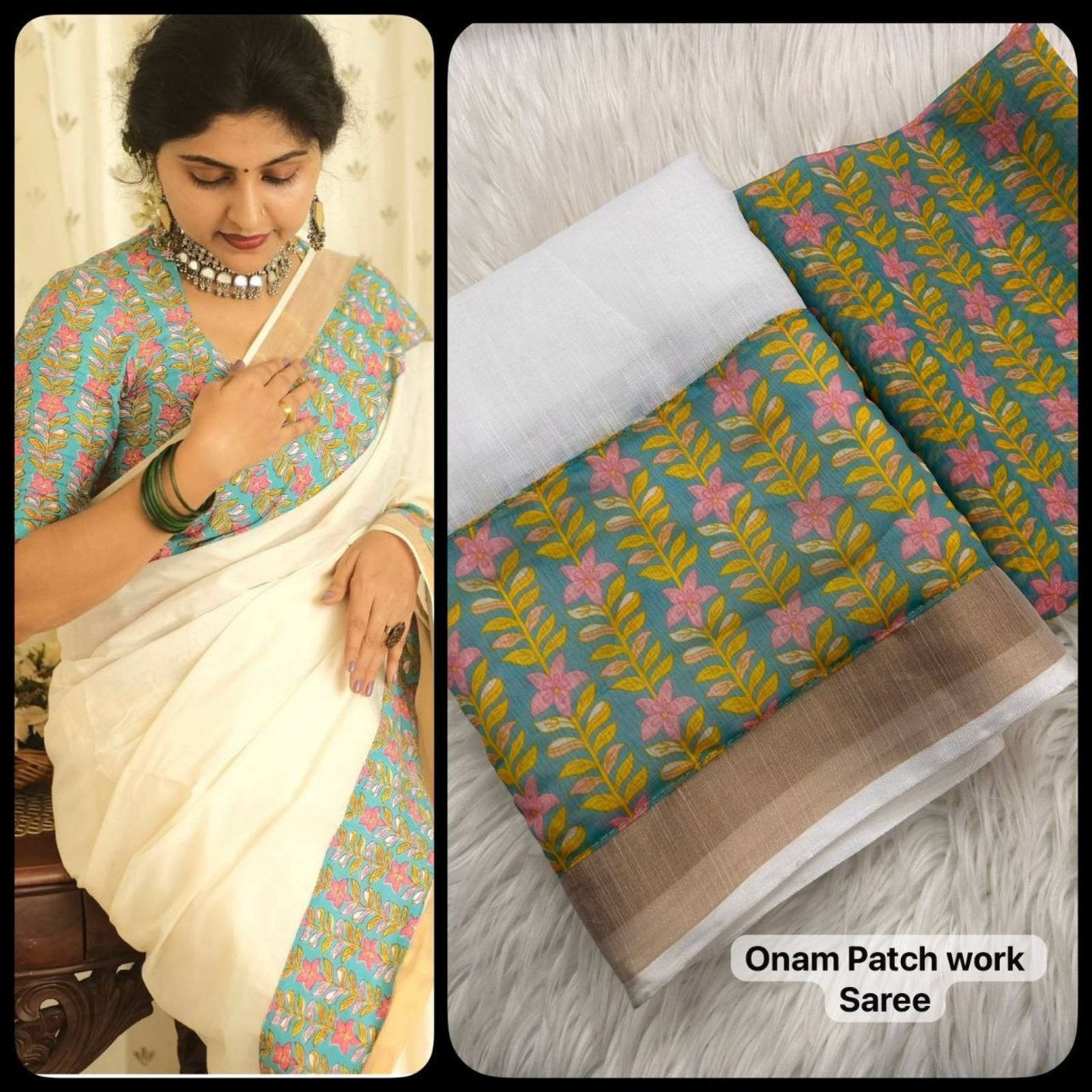Golden Linen Saree - detail view 19
