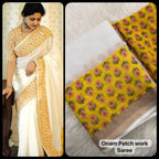 Golden Linen Saree - fabric texture close-up